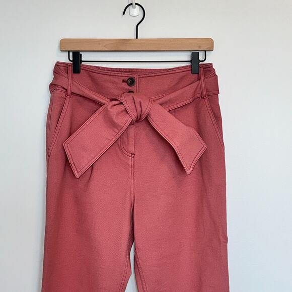 Boden Bude Trousers Size 6R Tie Waist Straight Leg Pleated Stretch Pink Preppy - Picture 2 of 10
